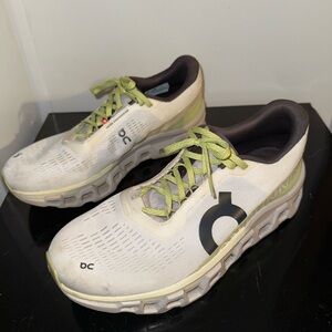 On Running White and Lime Athletic Shoes